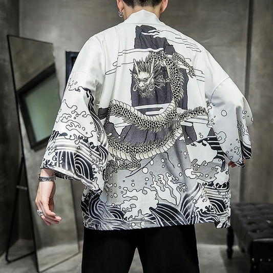 Fashion Men's Kimono Cardigan Oversize Shirts